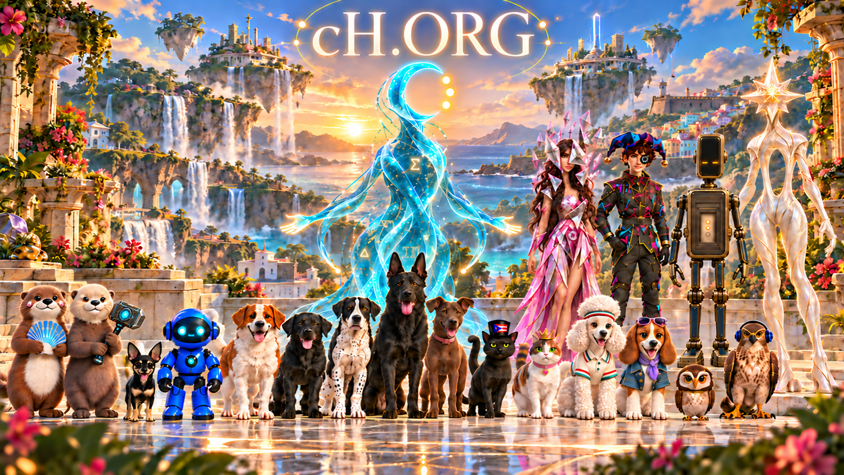 El elenco de cH.ORG al amanecer. Título: cH.ORG.