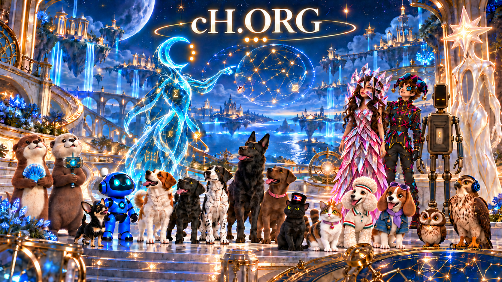 The cH.ORG ensemble at night. Title: cH.ORG.